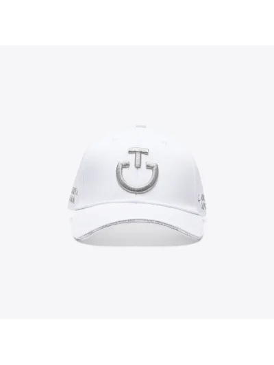 Gorra de algodón blanca con logo bordado verde salvia - Cavalleria Toscana