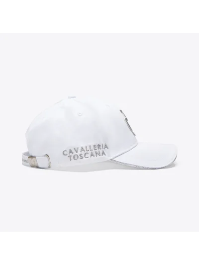 Gorra de algodón blanca con logo bordado verde salvia - Cavalleria Toscana - imagen 2