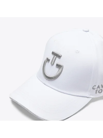 Gorra de algodón blanca con logo bordado verde salvia - Cavalleria Toscana - imagen 4