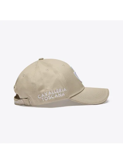 Gorra de algodón beige con logo bordado blanco - Cavalleria Toscana - imagen 2