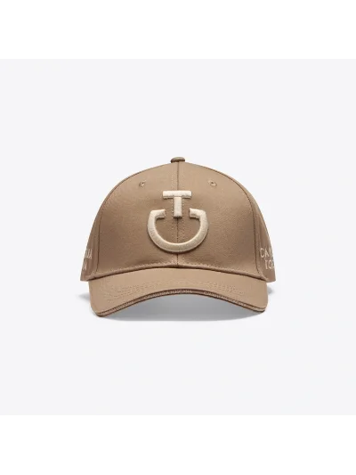 Gorra de algodón camel con logo bordado beige - Cavalleria Toscana
