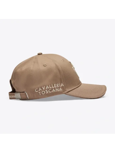 Gorra de algodón camel con logo bordado beige - Cavalleria Toscana - imagen 2