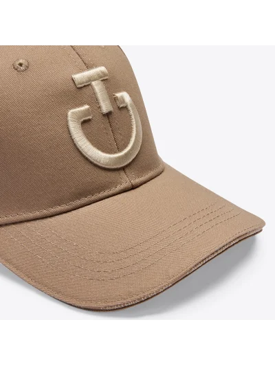 Gorra de algodón camel con logo bordado beige - Cavalleria Toscana - imagen 4