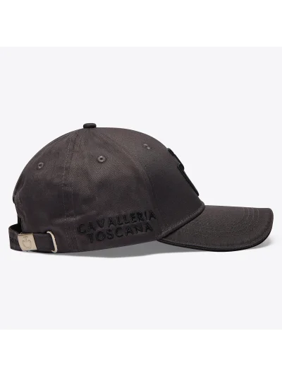 Gorra de algodón marrón oscuro con logo bordado negro - Cavalleria Toscana - imagen 3