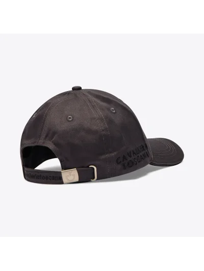 Gorra de algodón marrón oscuro con logo bordado negro - Cavalleria Toscana - imagen 4
