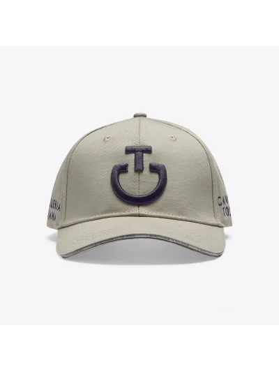 Gorra de algodón verde salvia con logo bordado gris antracita - Cavalleria Toscana