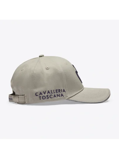 Gorra de algodón verde salvia con logo bordado gris antracita - Cavalleria Toscana - imagen 2
