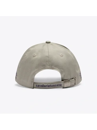 Gorra de algodón verde salvia con logo bordado gris antracita - Cavalleria Toscana - imagen 3