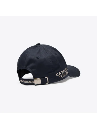 Gorra de algodón azul marino con logo bordado beige - Cavalleria Toscana - imagen 4