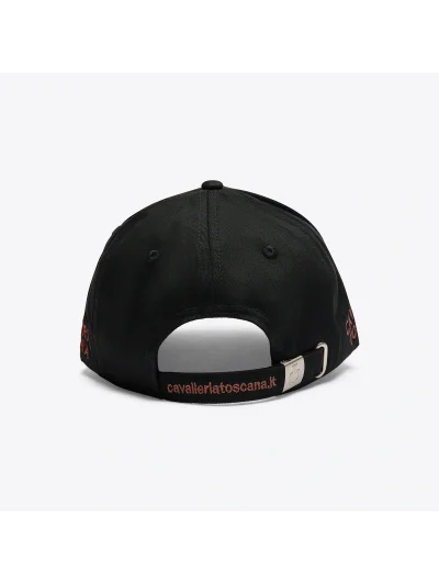 Gorra de algodón negra con logo bordado marrón caramelo - Cavalleria Toscana - imagen 3