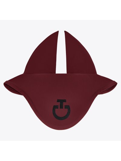 Bonnet bordeaux avec le logo brodé en noir et avec fines oreilles élastiques pour cheval et poney - Cavalleria Toscana
