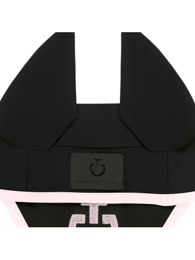 Bonnet en jersey léger noir et rose avec logo brodé pour cheval - Cavalleria Toscana - imagen 2