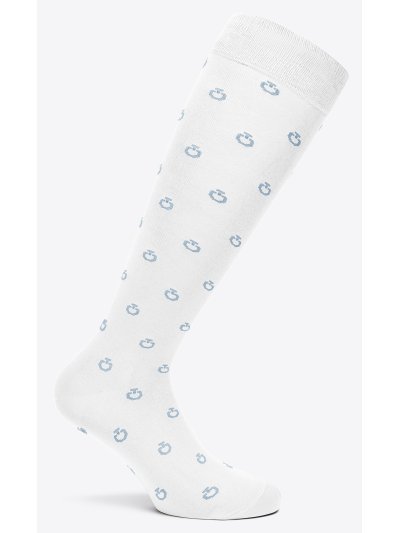 White knee-high socks with light blue mini logo print - Cavalleria Toscana