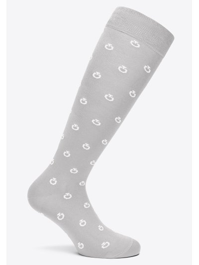 Light grey knee-high socks with white mini logo print - Cavalleria Toscana