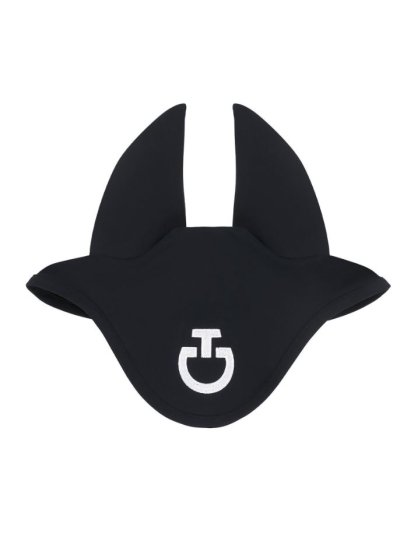 Bonnet anti-bruit bleu marine foncé avec le logo blanc brodé à l'avant pour cheval - Cavalleria Toscana