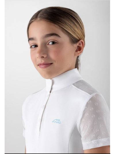 Polo de competición blanco de manga corta para niña - Giuv - Equiline