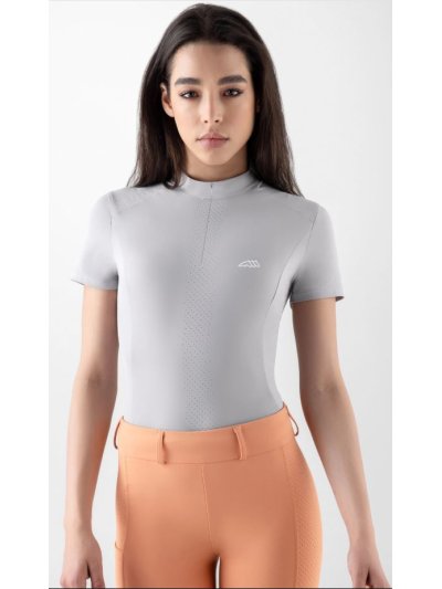 Polo d'entraînement à manches courtes gris lilas pour femme -Cyelec - Equiline