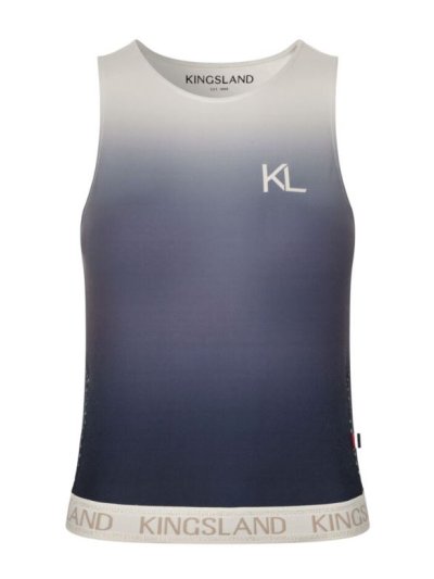 T-shirt d'entraînement à bretelles bleu marine et doré avec les côtés et le bas en maille pour femme KLNaomi - Kingsland