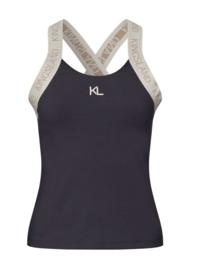 T-shirt d'entraînement en bleu marine foncé avec tirantes beige et doré pour femme KLNaira - Kingsland