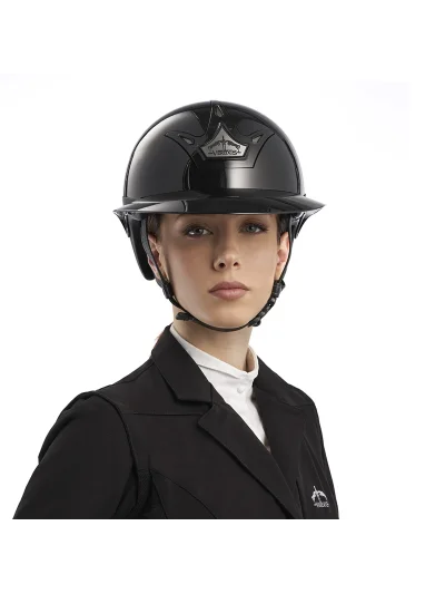 Casco de equitación negro brillante con visera ancha Vita GST - Veredus