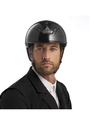 Casco de equitación negro brillante con visera tradicional Vita GST - Veredus