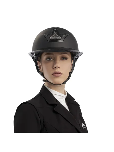 Casco de equitación negro mate con visera ancha brillante Vita GST - Veredus
