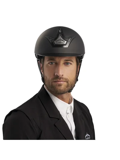 Casco de equitación negro mate con visera brillante Vita GST - Veredus