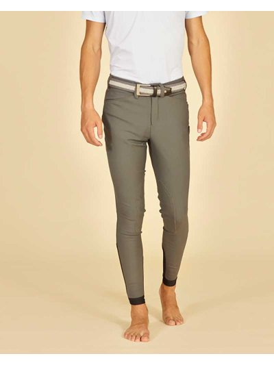 Pantalons d'équitation gris foncé (renfort au genou) pour homme Del Mar - Manfredi