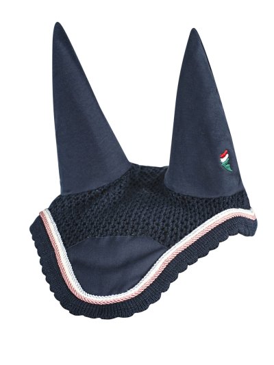 Orejeras de crochet azul marino con orejas elásticas y triple cordón para caballo (full) Emely - Equiline