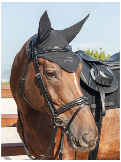 Orejeras color negro con orejas elásticas y tejido transpirable para caballo Cerrocr - Equiline - imagen 4