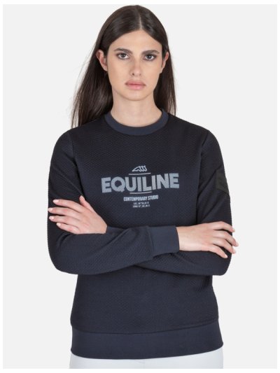 Sweat bleu marine technique avec el col rond pour femme Camiliac - Equiline