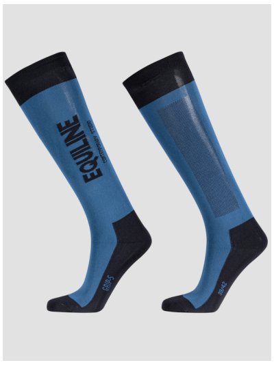 Calcetines de caña alta azul con el logo en vertical Cerlic - Equiline