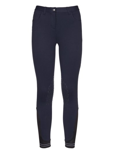Navy blue piqué riding pants with pockets (knee grip) for girl - Cavalleria Toscana