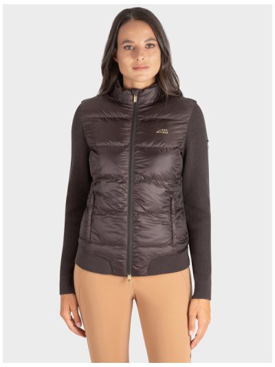 Veste marron matelassée avec espalda et manches en maille pour femme Estrae - Equiline