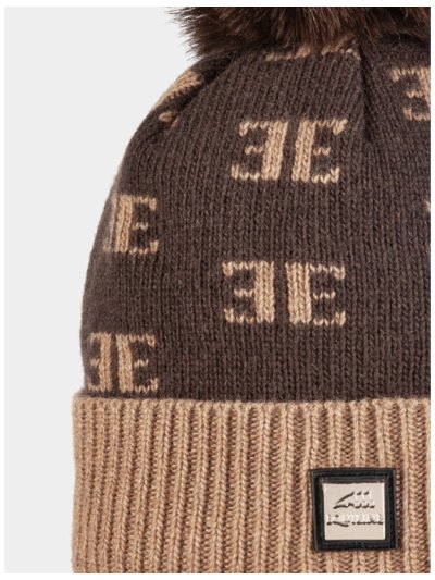 Brown knitted hat with pompom and fleece interior Egife - Equiline - imagen 2