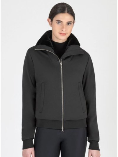 Veste noire de tissu extérieur élastique et respirant e interior de cuir synthétique pour femme Garen - Equiline