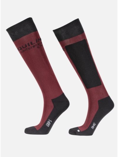 Calcetines de caña alta burdeos con el logo en horizontal Clorec - Equiline