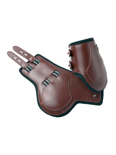 Pack of 2 Brown Leather Hind Fetlock Boots for Pony – F33 - Prestige