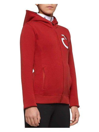 Sudadera polar roja con cremallera y capucha junior unisex - Cavalleria Toscana