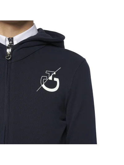 Sudadera con capucha y cremallera azul marino junior unisex CT Team - Cavalleria Toscana