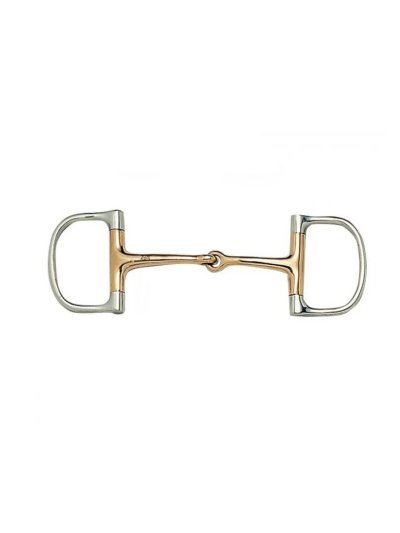 2-piece D snaffle with copper mouthpiece, stainless steel for horses - iquus