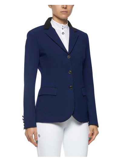 Veste de compétition bleu intense à col en Alcantara et boutons pour femme GP - Cavalleria Toscana