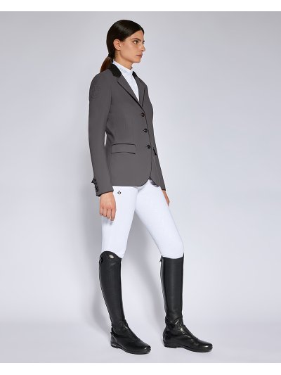 Veste de compétition gris foncé à col en Alcantara et boutons pour femme GP - Cavalleria Toscana