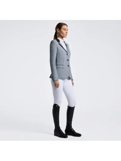 Americana de competición azul grisáceo (Windward Blue) con cuello de alcántara y botones para mujer GP - Cavalleria Toscana - imagen 2