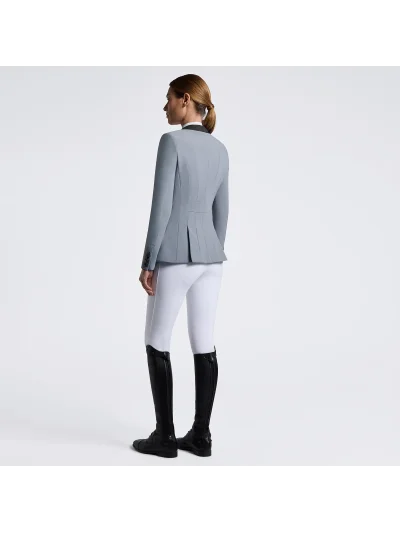 Americana de competición azul grisáceo (Windward Blue) con cuello de alcántara y botones para mujer GP - Cavalleria Toscana - imagen 3