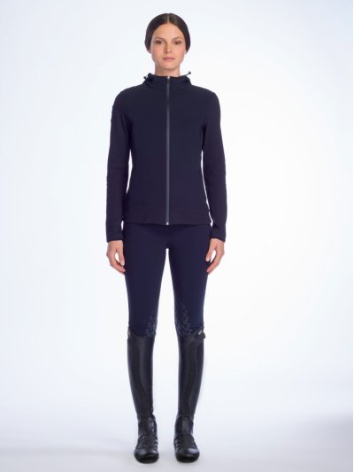 Navy blue training jacket with hood for women - Cavalleria Toscana