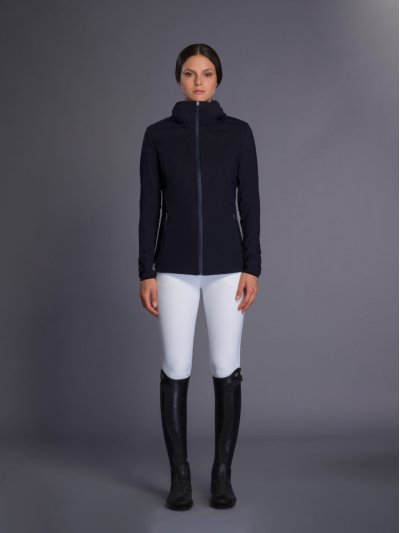 Navy blue hooded windbreaker for women - Cavalleria Toscana Revolution