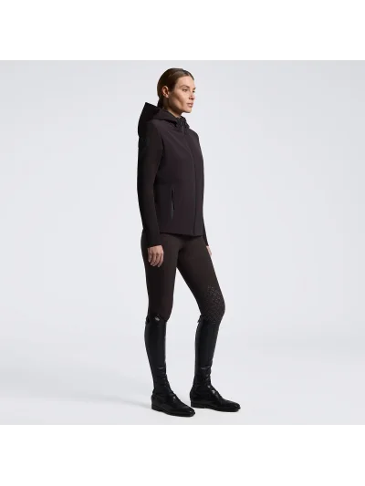 Chaqueta softshell de punto técnico marrón oscuro (Espresso) con capucha para mujer Revolution - Cavalleria Toscana - imagen 2