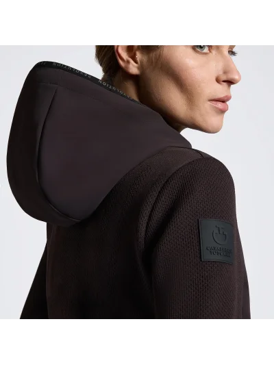 Chaqueta softshell de punto técnico marrón oscuro (Espresso) con capucha para mujer Revolution - Cavalleria Toscana