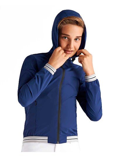 Cortavientos de nailon azul eléctrico con capucha junior unisex - Cavalleria Toscana